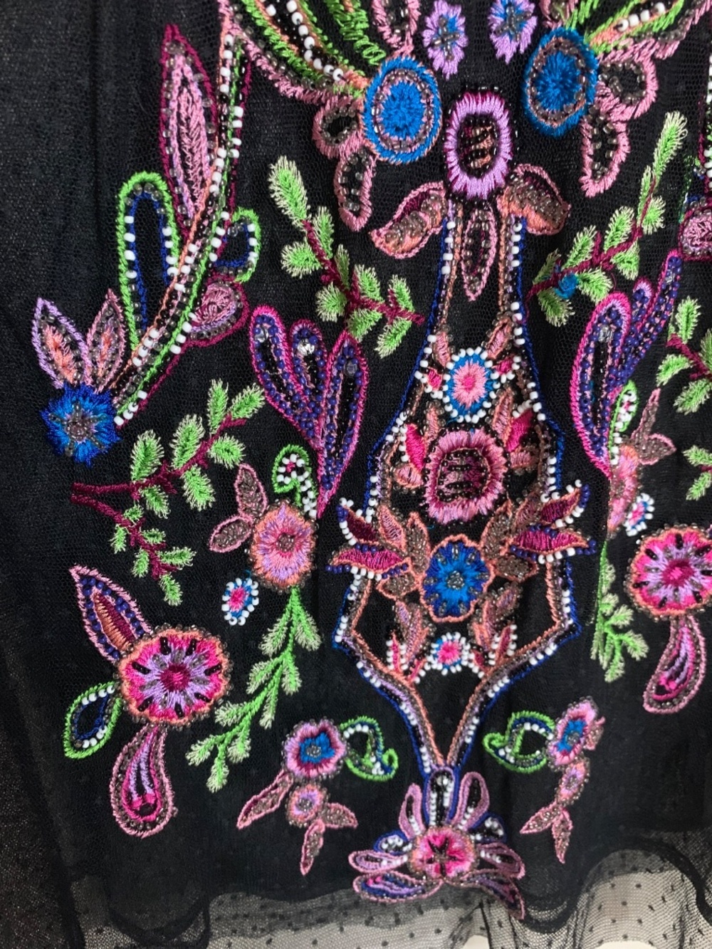 Guess Y2K Beaded Semi Sheer Black Colourful Halter Top XS - Picture 8 of 12